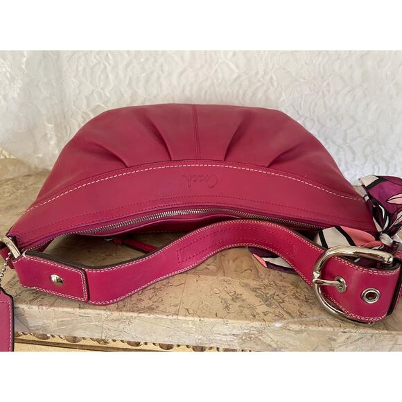 Coach Large Ergo Pleated hobo/soho raspberry Leather Shoulder Bag F13731 - Picture 10 of 13